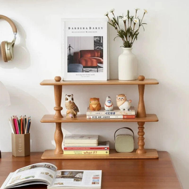Cherry Wood Desktop Storage Rack Coffee Display Organizer Multi-layer Kitchen Seasoning Shelf Household Countertop Mugs Holder