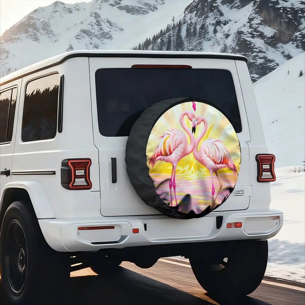 

Чехол для колеса с дизайном Flamingo Heart Прочный чехол для запасного колеса