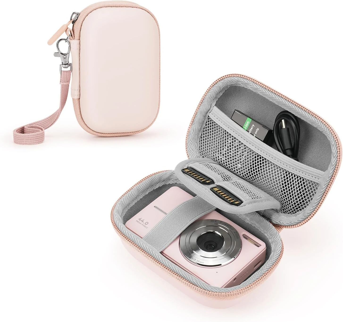 Yinke Hartschalen-Kameratasche aus EVA für KODAK PIXPRO FZ55, stoßfest, mit weicher Polsterung, SD-Kartenfach, tragbare Reisetasche. – Detail 9