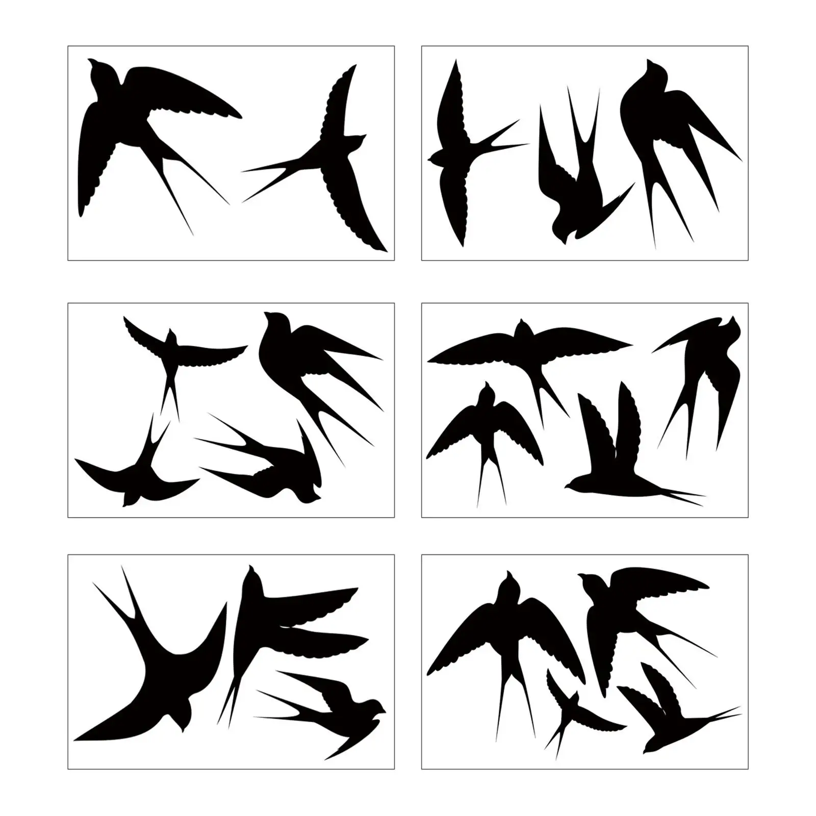 Swallow Stickers 6 Sheets 20Pcs PVC Prevent Birds Strikes Window Decals Anti Collision Window Clings Glass Stickers