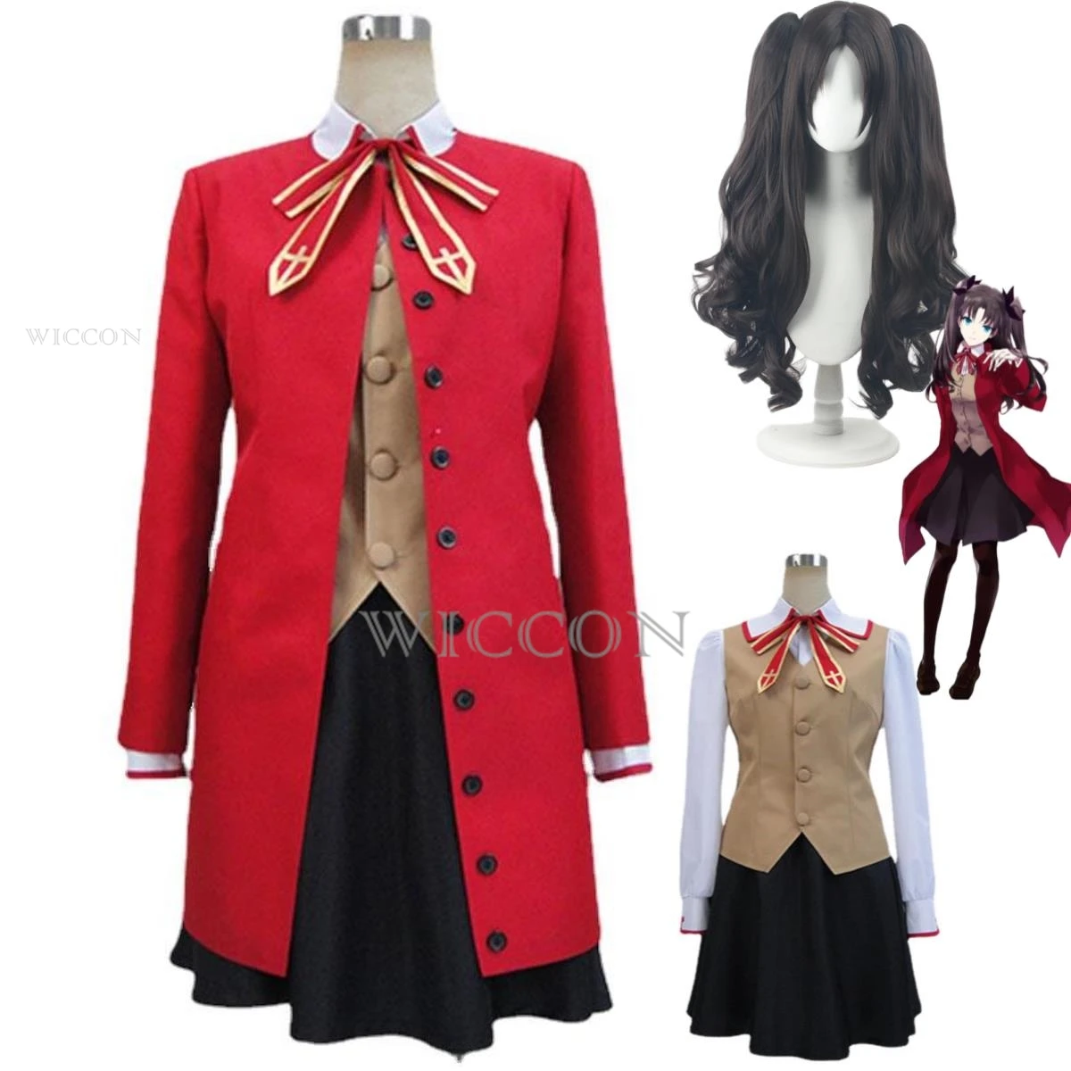 Anime Spiel Schicksal/Nacht bleiben Tohsaka Rin Cosplay Kostüm heiligen Gral Krieg Perücke JK Schuluniform Frau Kawaii Karneval Anzug