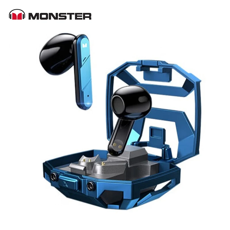 Monster XKT09 Wireless Bluetooth 5.2 Earphones TWS Gaming Earbuds Bass Sound Music Game Double Mode Headset 300mAh Long Standby