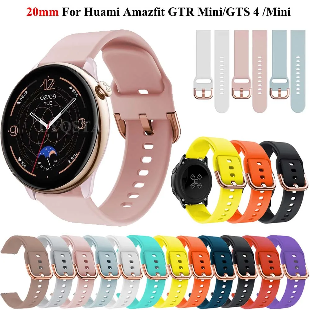 20mm Band For Xiaomi Amazfit GTS 2 4 Mini SmartWatch Strap For Huami Amazfit Bip 3 Pro GTS3 2 2e GTR Mini Soft Silicone Bracelet