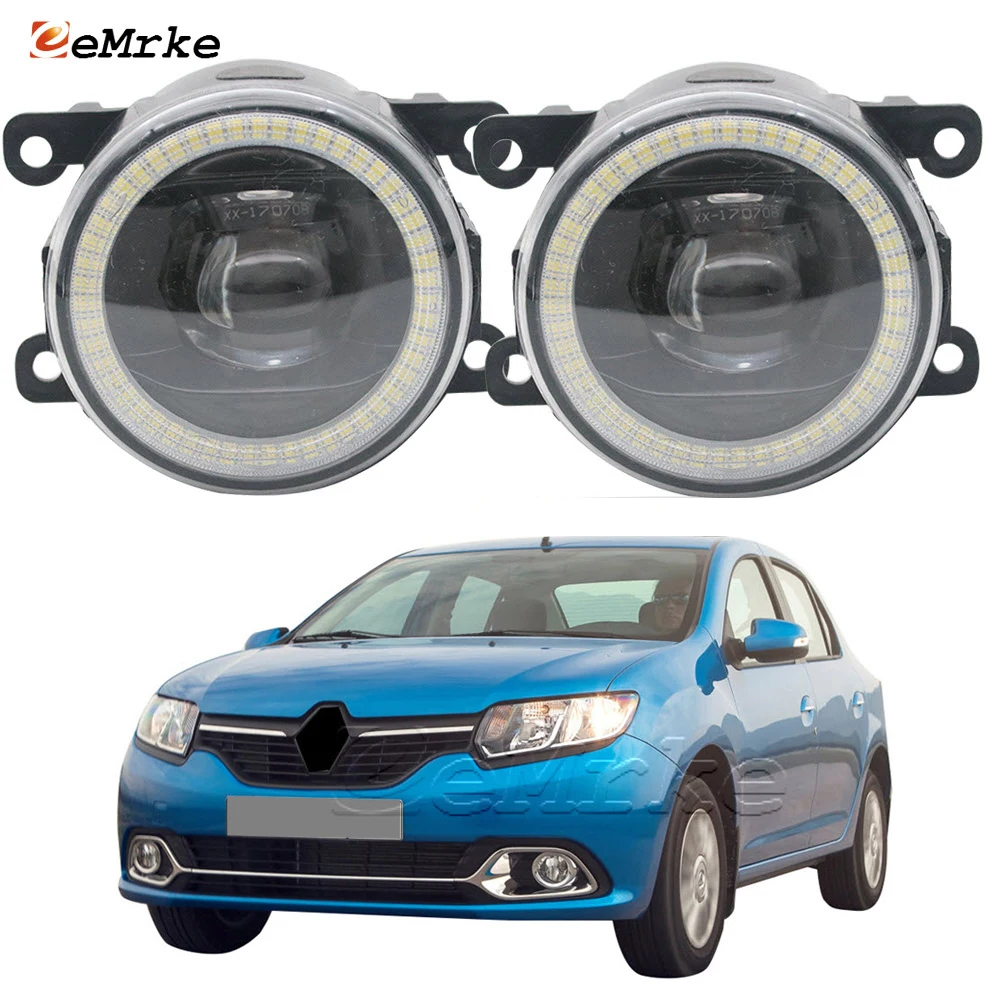 

Car Lens Fog Lamp Assembly Angel Eyes Led DRL Daytime Running Lights PTF 15W 12V for Renault Logan Sandero mk2 II 2013-2017