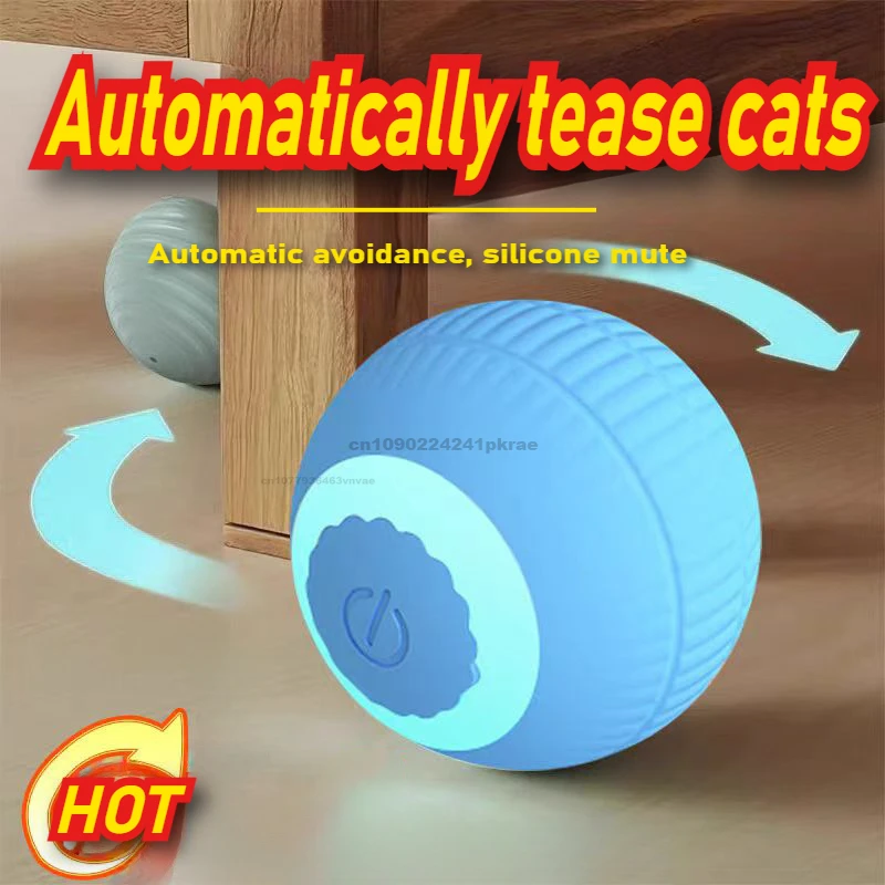 Cat Interactive Ball Toy, Automatic Rolling Ball with Tail, Rechargeable Pet Interactive Toy, Intelligent Mouse for Cat