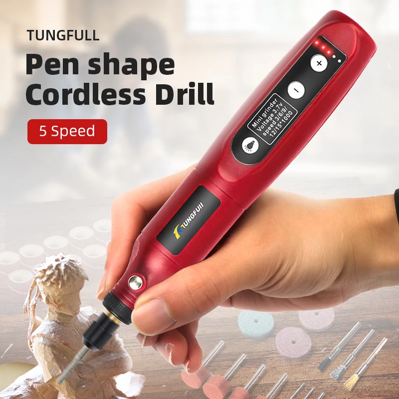 Imagem -02 - Mini Cordless Usb Charging Drill Carpintaria Led Caneta de Gravura Micro Rotary Tool Dremel Engraving Machine