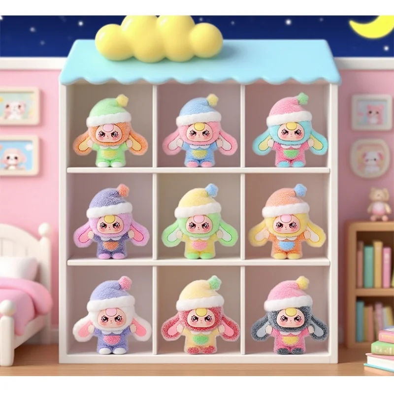 

Cute Flocking babyThree trendy blind box creative small gift blind bag desktop decoration small ornament For Gift