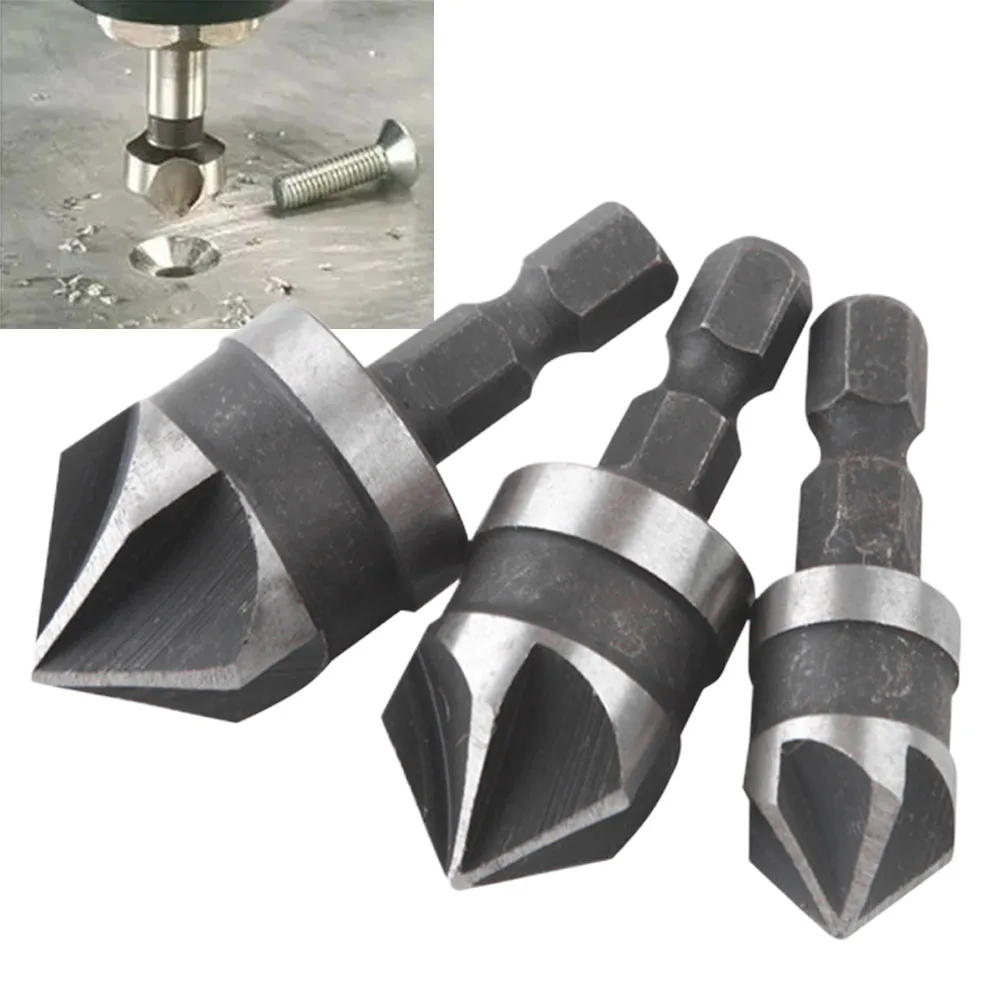 

Countersink Drill Bit Shank Woodworking Carbon Steel Chamfer Chamferer Drilling Hexagon Power Tools 12/16/19mm
