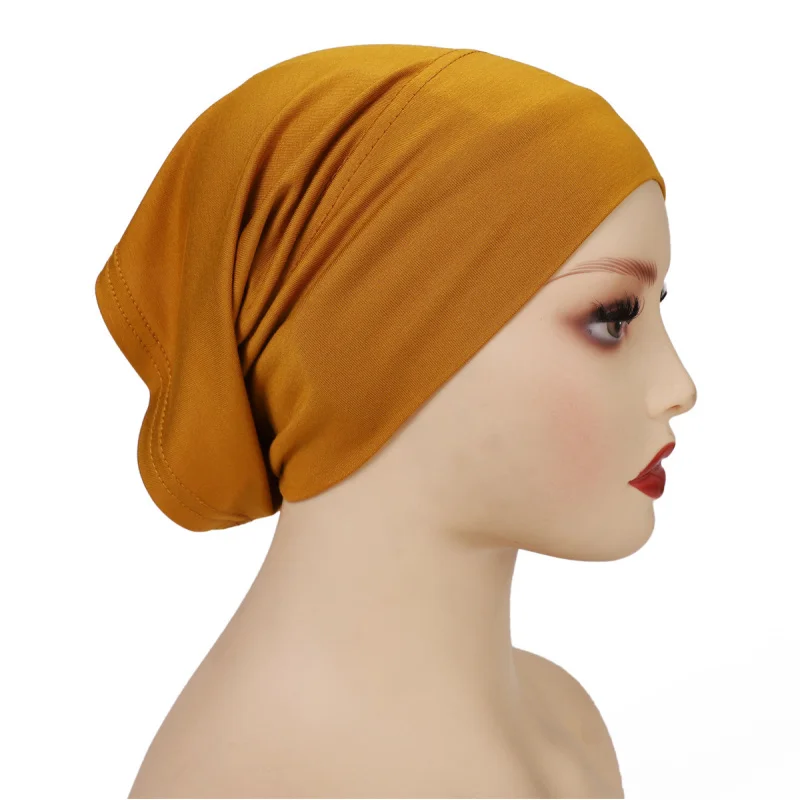 Soft Breathable Solid Color Modal Wide Brim Bottoming Hood Large Barrel Cap Arab Elastic round Mouth Bandage Headscarf Inner Wea