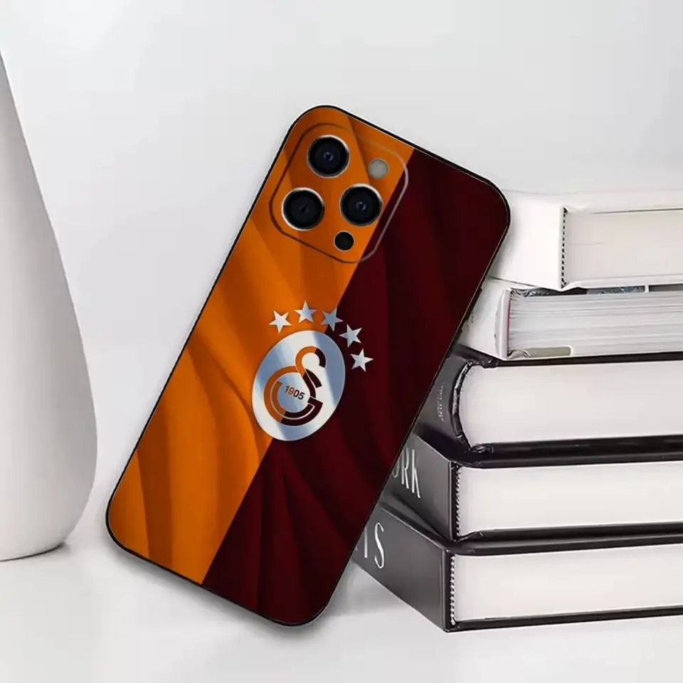 Funda de silicona suave negra para iPhone 17,16,15,14,13,12,11 Plus,Pro con equipo de fútbol Galatasaray 6