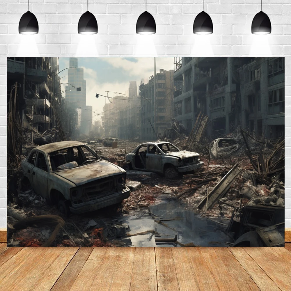 أطلال مدمرة مدينة التصوير خلفية هرمجدون دمرت الشوارع كوكب سقوط أزمة النار خلفية داكنة استوديو الصور