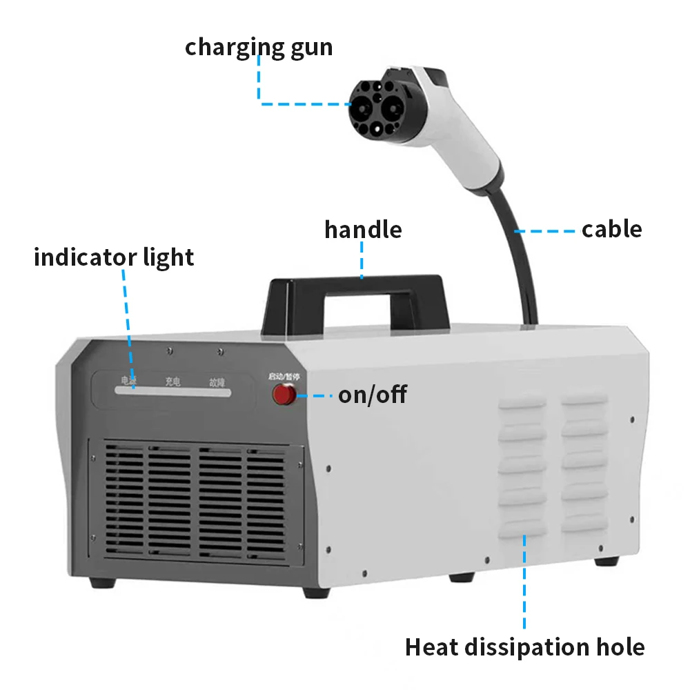 EVTAURUS New EV Car 7kw Level 3 CCS1/CCS2/GBT/Chademo OCPP1.6J 5M Cable -20~+50 Portable Mobile Fast DC Charger