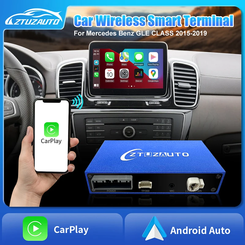 Wireless Carplay Retrofit Kit Decoder for Mercedes Benz GLE NTG5.0 2015-2019 Year, Support Android Auto Mirrorlink, Navigation