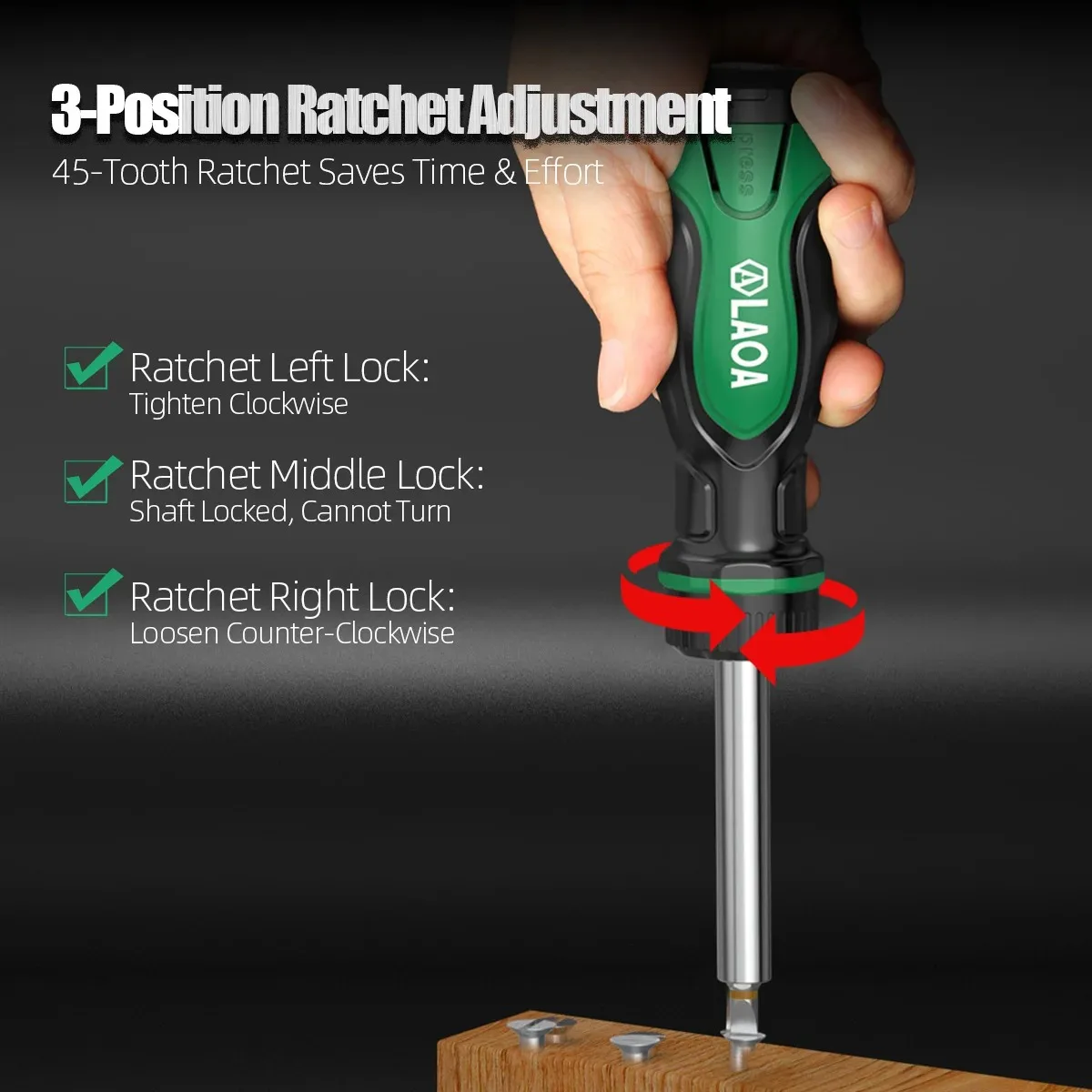 LAOA Professional Ratchet Screwdriver Set Short Shank Screwdriver Quick-change Bit 6.35mm interface for Electricians Tools