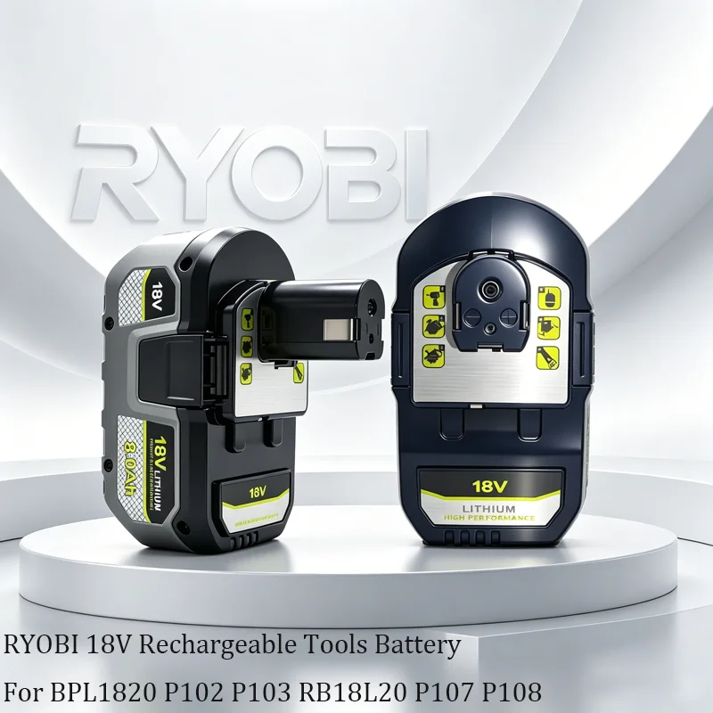 Original Upgrade RYOBI 18V 8.0Ah Rechargeable Lithium Battery in 2026-Long Lifespan,High Capacity For With all 18V Series Tools