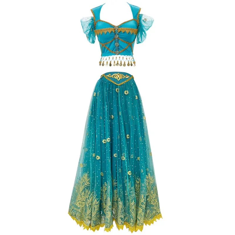 The film Aladdin Cosplay Jasmine Princess Dress Cosplay Exotic Dance Belly Dance Costumes for Women