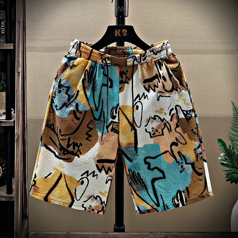 

Мужские летние спортивные шорты 2026: повседневные, модные, с принтом, на шнурке, свободные, быстросохнущие, для спортзала