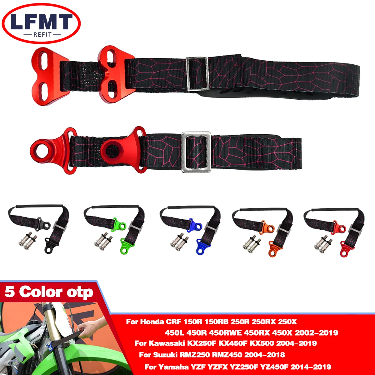 

Motocross CNC Front Rear Rescue Traction Strap Pull Sling Belt For Honda Kawasaki Suzuki Yamaha CRF KX RMZ YZF YZFX YZ Universal