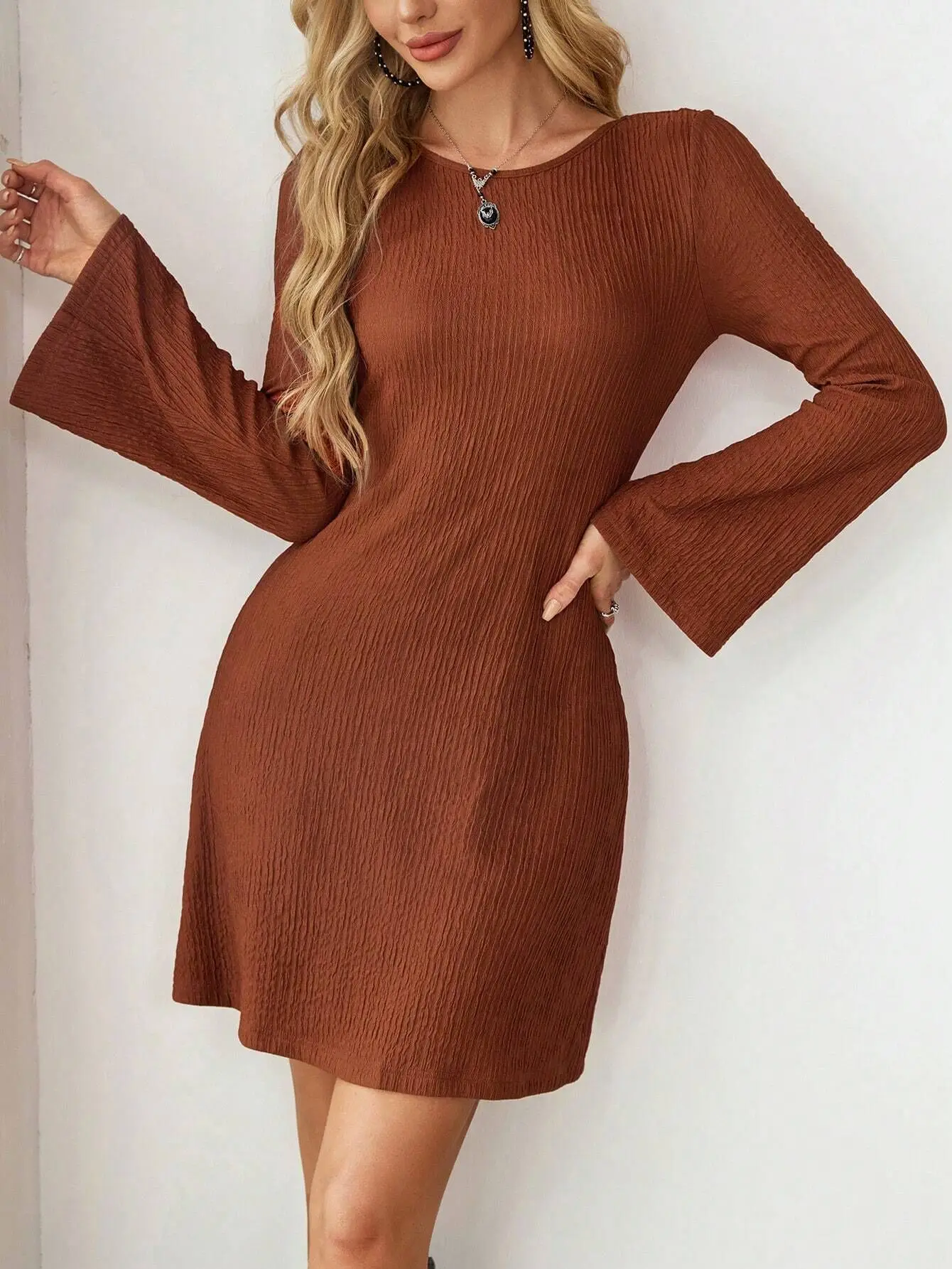 Dresses Womens Nightclub Spring Modal Smocking Lacing Gathered Waist H-Line Casual Trend Korean Commuting Minimalist Youthful OL