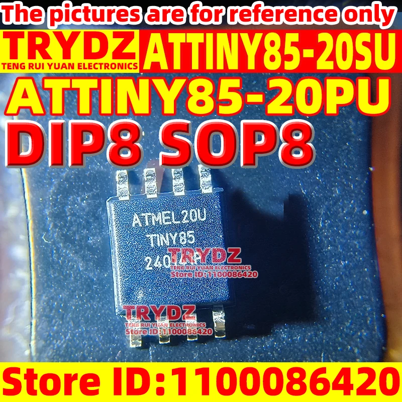 5-1pcs New ATTINY85-20PU ATTINY85-20SU DIP8 SOP8 8-bit MCU chip for microcontroller