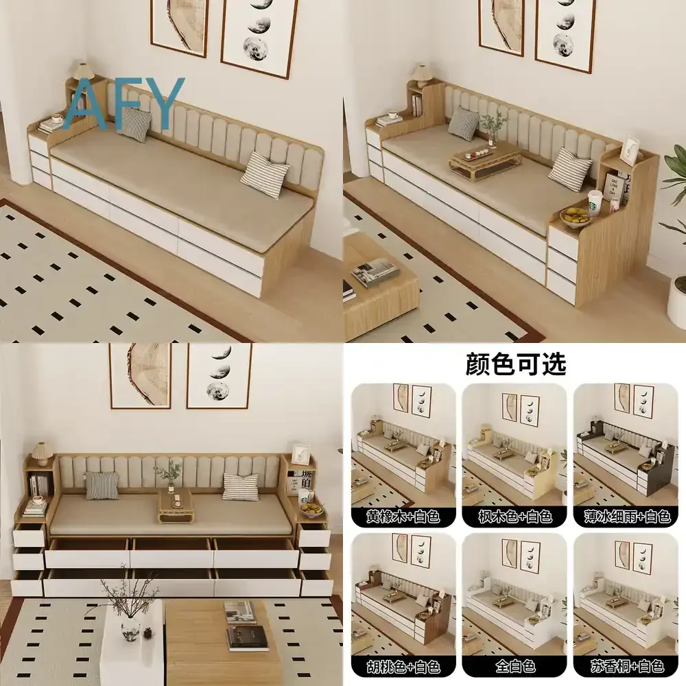 High Box Storage Sofa Tatami Arhat Bed for Small Apartment Living Room Pull Out Seat Floor Bed for Custom Solid Wood Board