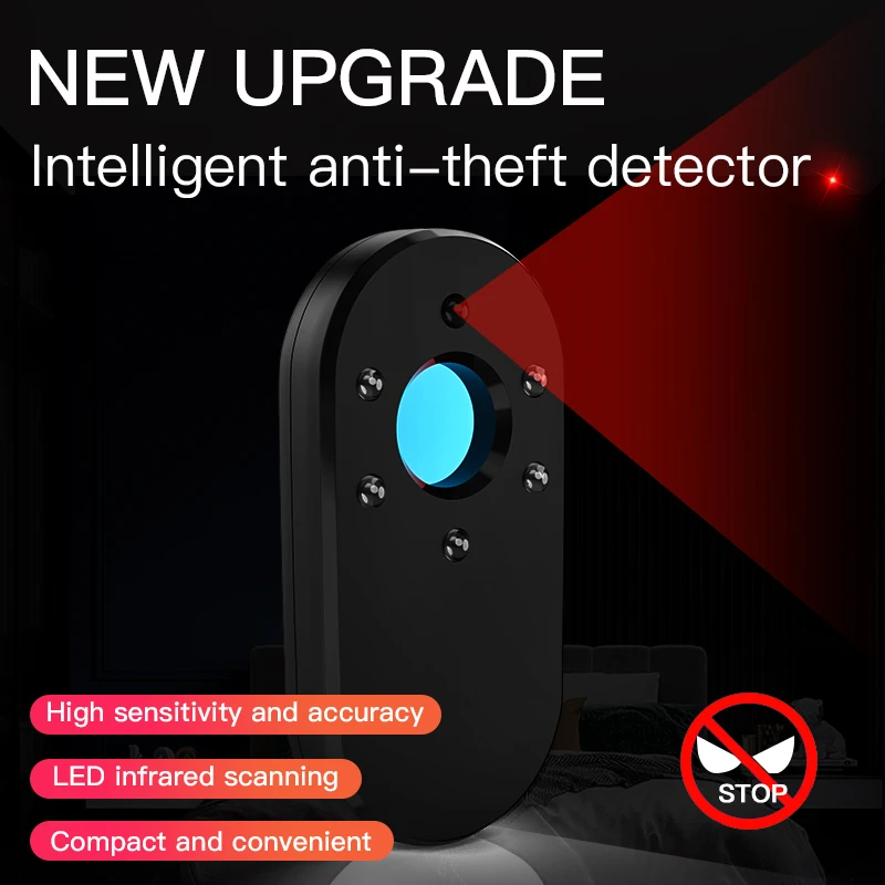 New Upgrade Anti Candid Hidden Camera Detector Anti-theft Alarm Hotel Pinhole Infrared Automatic Bug Scanner Device USB Charge