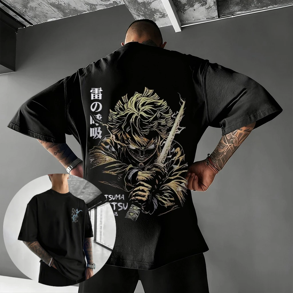 Unisex Oversized Demon Slayer Anime T-Shirt für Männer und Frauen 2026 Sommer Neu Kurzarm-Shirt mit Grafik-Print Streetwear Casual Tops Y2k