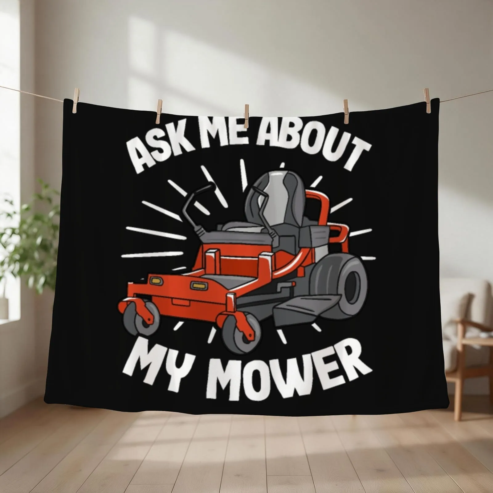 Mower Lawn Mowing Gardening Throw Blanket couch cozy soft plush fuzzy picnic outdoor blanket