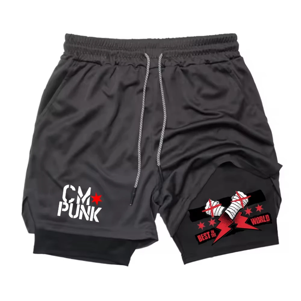 

Men's two-in-one shorts; two-layer sports shorts; gym workout training and running shorts for men's clothing.