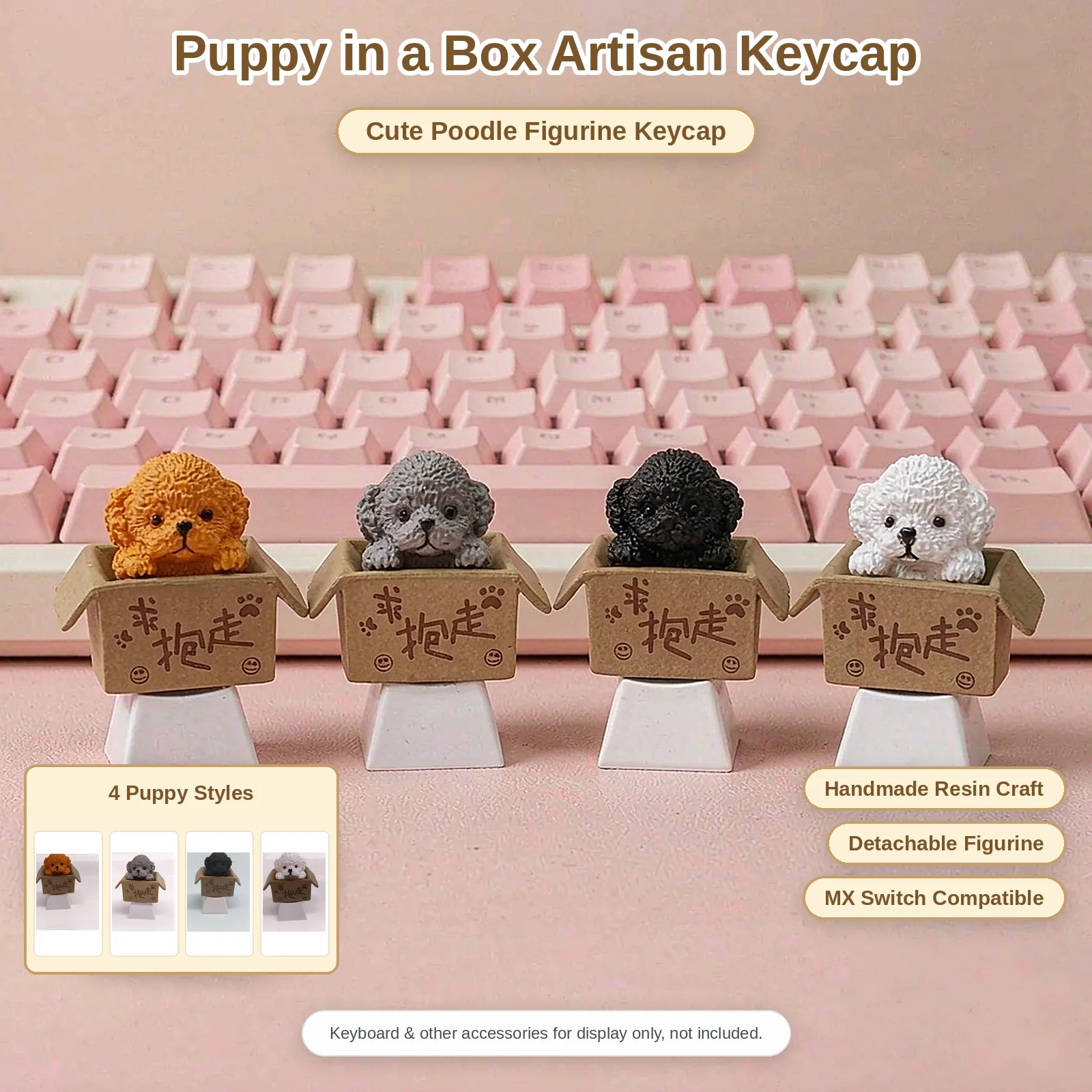Hug Dog Keycap, Cute Cartoon Animal Key Cap for MX Switch Gaming Keyboard Decoration