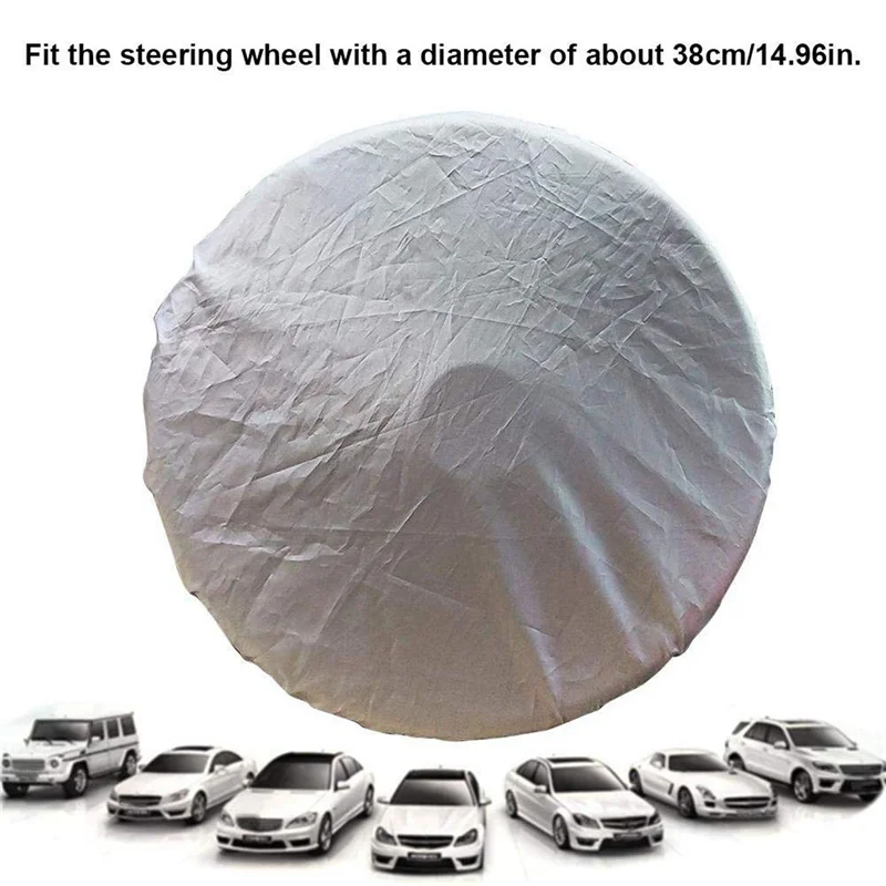 

2X Car Steering Wheel Sunshade Side Window Shade Silver Coated Cloth Steering Wheel Cover Sunscreen Insulation