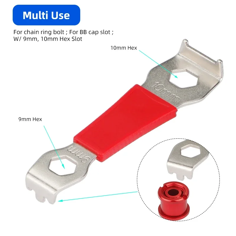 Deemount Bicycle Chainring Wheel Nuts W/ 1.5-2.5mm Slot Removal Install Tool Carbon Steel Wrench Spaner for M9 M10 Bolts