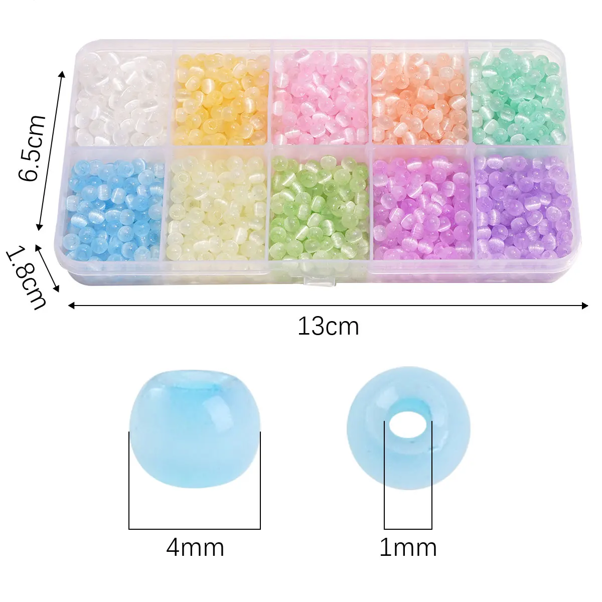 1Box of 10 Grids Cat Color Series Beads JC Round Loose Beads Seedbead Set For Jewelry Bracelet Necklace Making DIY Accessories