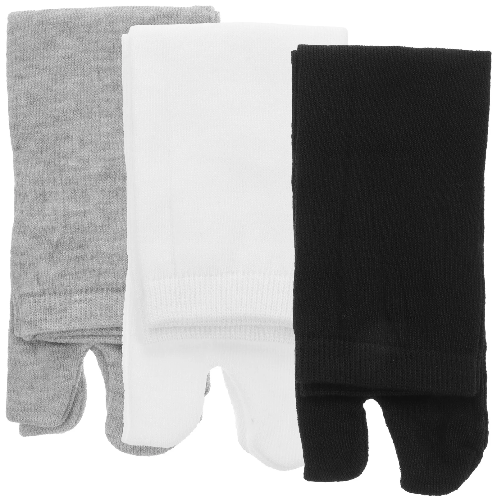 3 Pairs Mid-calf Tabi Socks Toe Japanese Style Slipper Split for Men Cotton Moisture