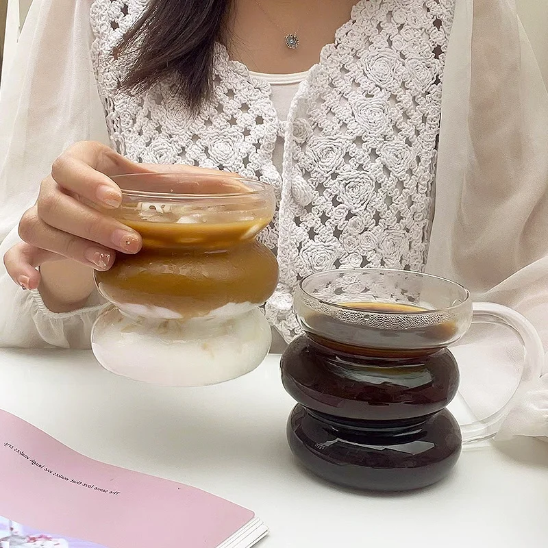 

Европейская термостойкая кофейная чашка из высококачественного боросиликатного стекла с дизайном «червь», милая домашняя чашка для сока и молока