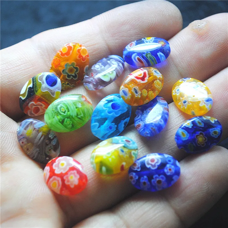 14PC New Glass Matching Beads 10X14MM Oval Shape DIY Jewelry Accessories For Women Bracelets Makings