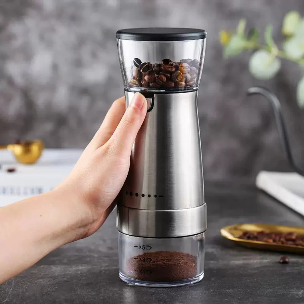 Portable Electric Burr Coffee Grinder with Bag, Conical Burr, Hot Sell, 2023