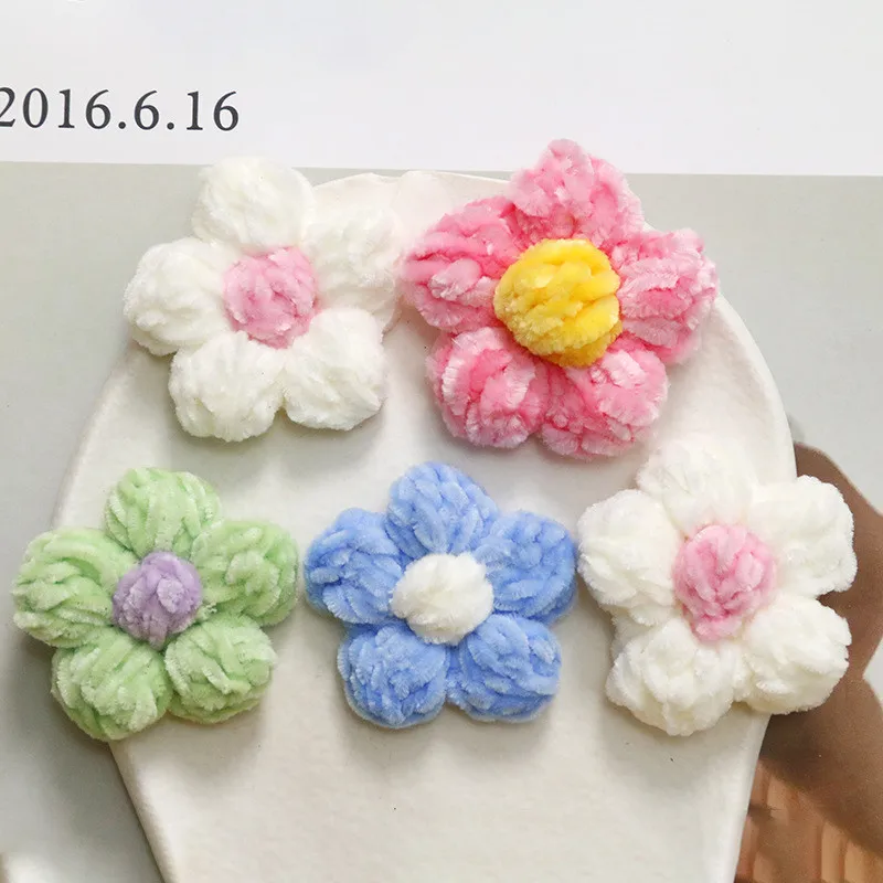 

Winter style 40pcs/lot 40mm color print cotton handmade cartoon flowers shape forals diy jewelry earring/hair accessory