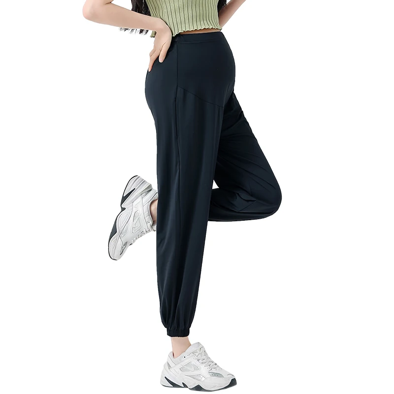 UPF50+ Summer Thin Cool Drooping Pants for Maternity Belly Loose Tapered Straight Jogger Trousers for Pregnant Women Pregnancy