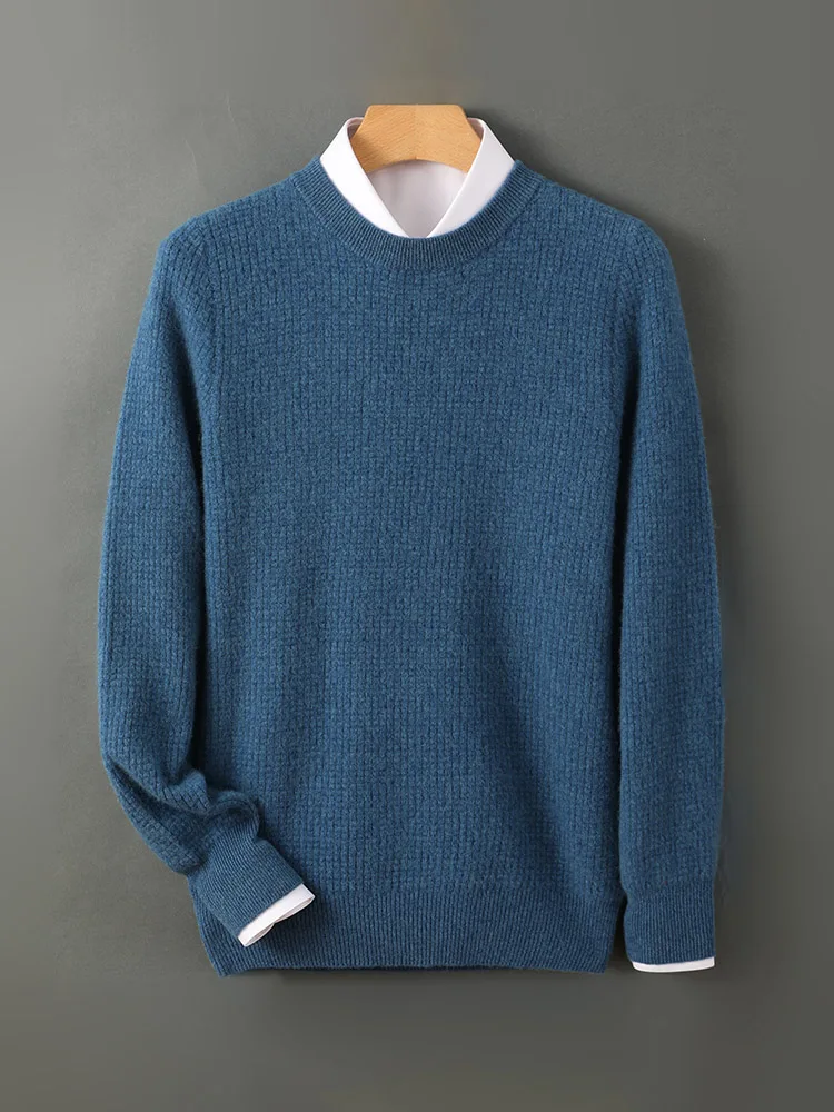 Men's 100% Merino Wool Knitwear Sweater Cashmere Pullover Autumn Winter Basic Smart Casual 4 Color Warm Soft Solid Clothing Tops