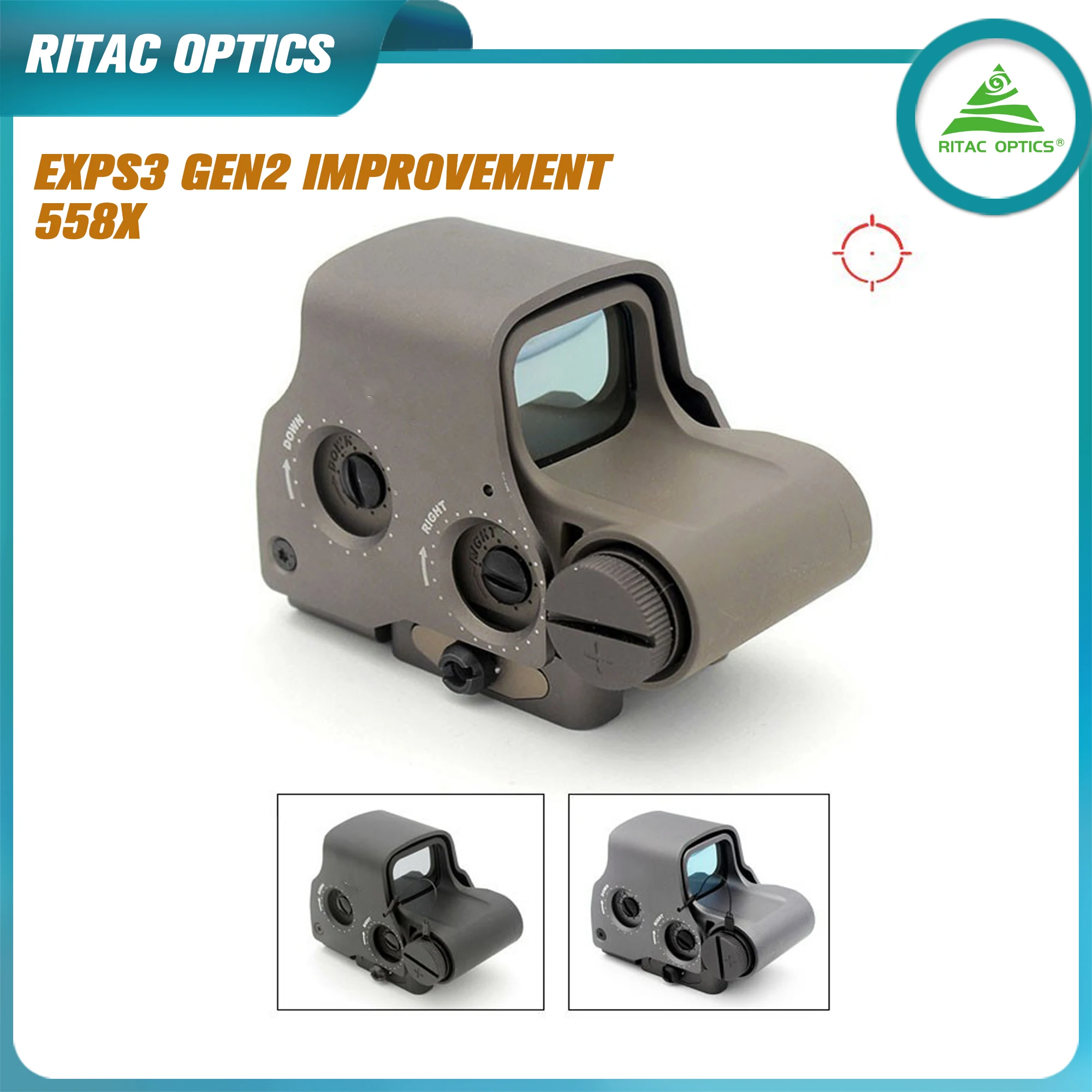 

RITAC OPTICS High Quality 558 Holographic With NV Fucntion EXPS3 Red Dot Sight Hunting Scope 20mm Weaver