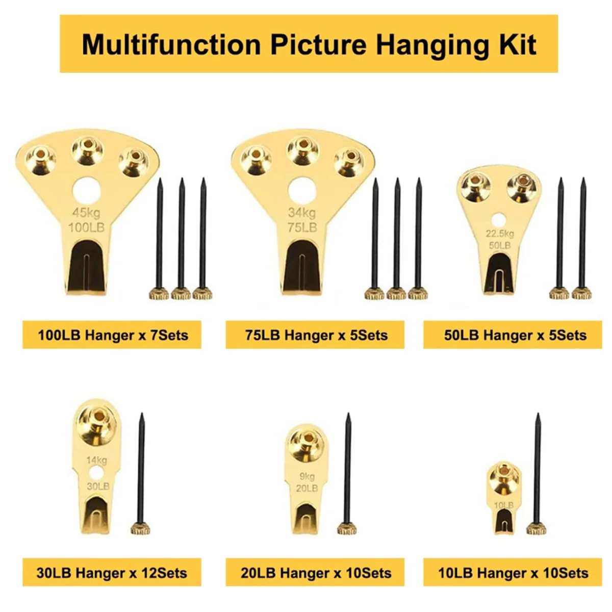 

AA25 127Pcs Heavy Duty Picture Hanging Kit with Nails for Wooden/Drywall - Professional Hangers for Canvas, Office Pictures