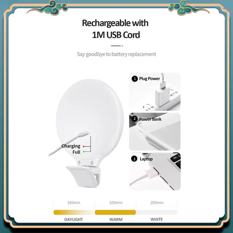 (New)-Selfie Light Clip LED Video Light For Phone/Laptop Portable Clip Camera Light With Dimmable 3500-8000K Travel Ring Light D