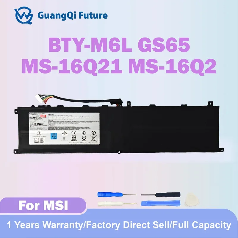 

80.25Wh Laptop Battery Replacement BTY-M6L for MSI GS65 Stealth Thin 8RF 8RE 9RE PS42 8RB P65 Creator 8RD 8RE MS-16Q2 MS-16Q3 PS