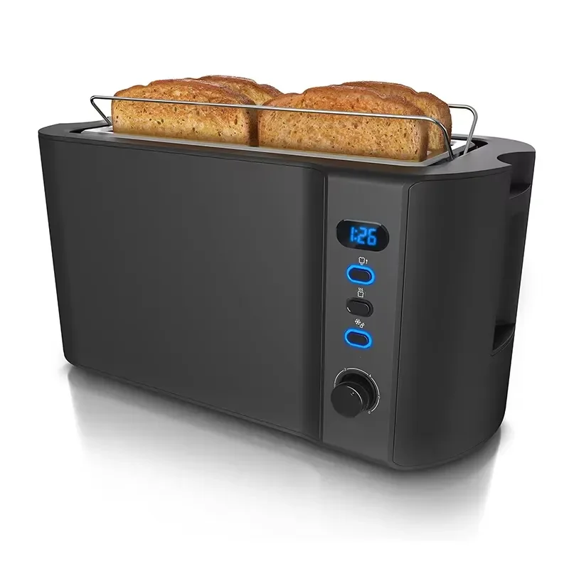 4-Slice Digital Screen Automatic Toaster 3-in-1 Functionality 6 Adjustable Defrost Levels 1500W Crumb Tray Various Colors