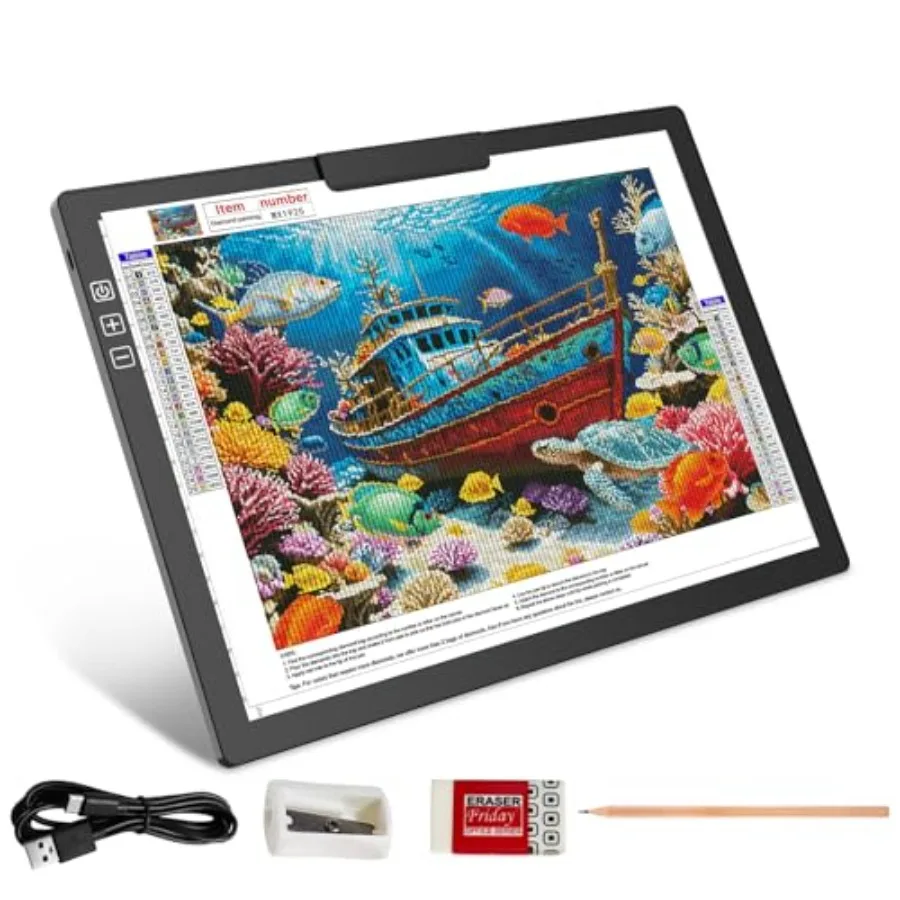 

Перезаряжаемая световая панель формата А4 с питанием от батареи, с верхним зажимом и подставкой, с бесступенчатой регулировкой яркости и 6 уровнями регулировки яркости, беспроводная.