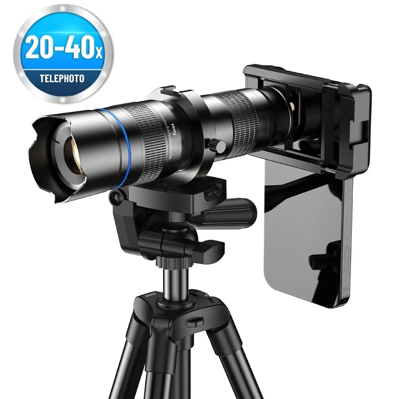 Full metal 20-40 times high definition shooting moon concert external gimbal floor bracket, mobile phone lens