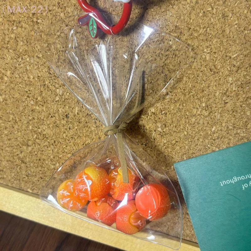 〔MAX-22〕Tangerine Keychain Bag Keychain Auto Interior Decor Simulated Fruit Pendant Rearview Mirror Portable Accessory