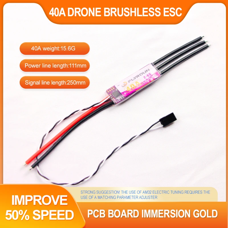 Flyroun Brushless ESC for RC Drone 30A 40A with UBEC Quadcopter Aircraft Model Fixed Wing Multi-axis DIY FPV Speed Control Syste