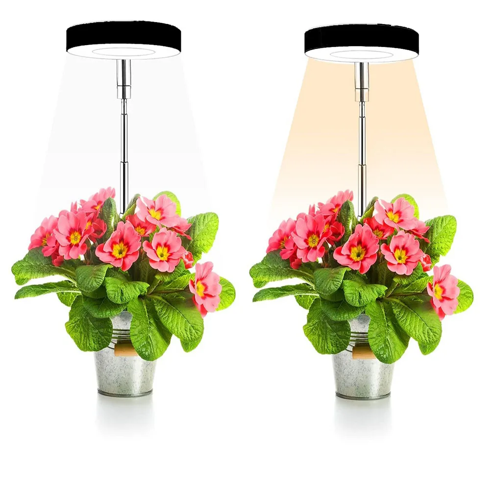 ضوء النمو، ضوء نباتي LED كامل الطيف للنباتات الداخلية، مصباح نمو قابل للتعديل الارتفاع مع مؤقت تشغيل/إيقاف تلقائي قابل للتعتيم